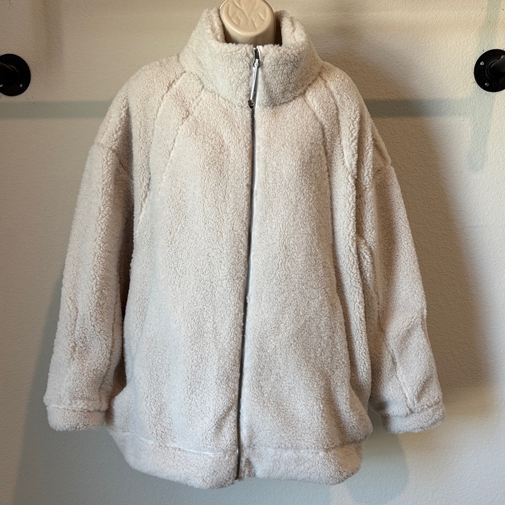 Lululemon Long Textured Fleece Jacket White Opal Size Large